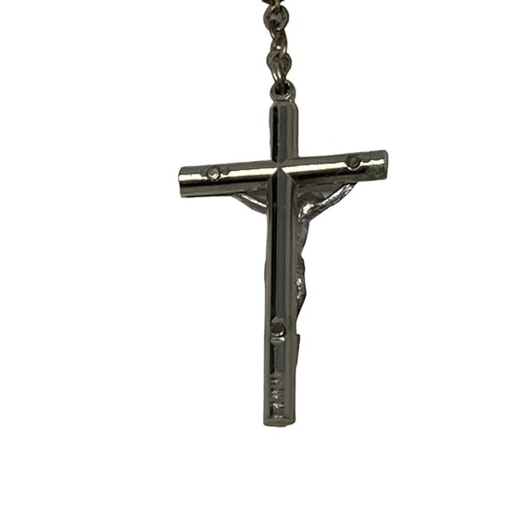 Vintage Rosary Faux Pearl Silver Tone Five Decade Made‎ in Italy - Picture 5 of 10